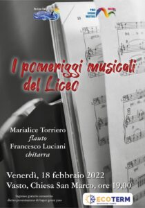 Locandina Pomeriggi musicali ali Liceo - 18 febbraio2022